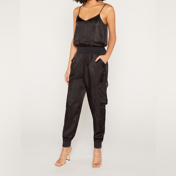 cinq a sept Pants - Cinq à Sept Black Cupro Cami Jumpsuit | Minimalist Scandi Chic